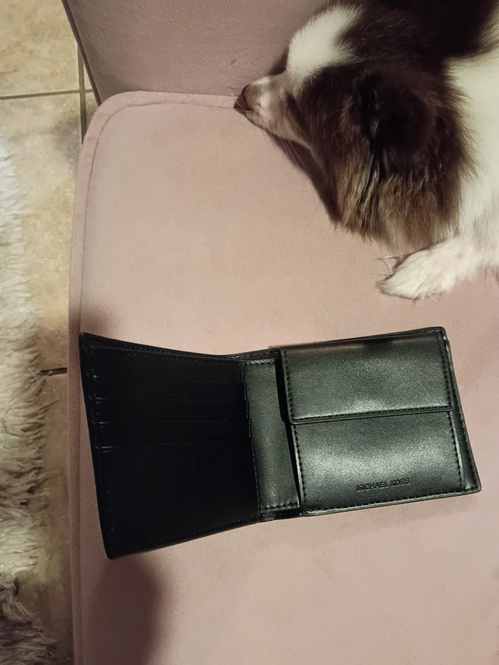 Michael Kors Black Pebbled Leather Card & Key Holder